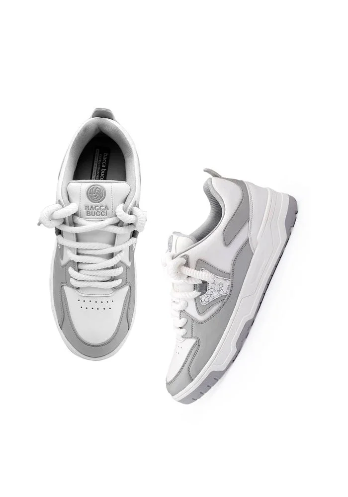 Bacca Bucci Grey Stride Eclipse Low-Top Flat-Sole Sneakers for Men | Best Price UAE